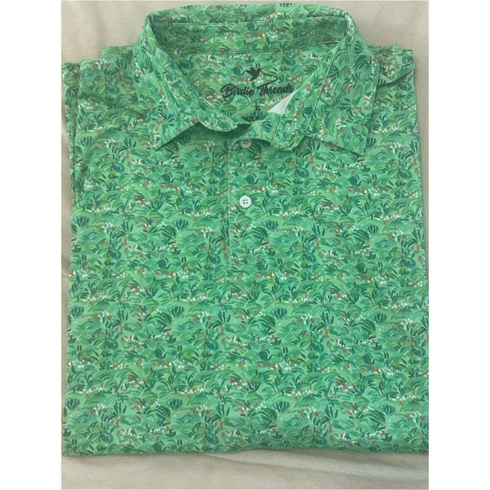 Birdie Threads Men's Green Azalea Performance Golf Polo Shirt Size XL